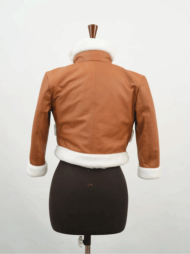 Handmade MHA Keigo Takami Wing Hawks Hero Cosplay Shearling Brown Leather Jacket - Picture 3 of 6