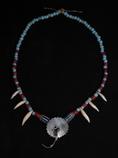 Venetian Beads Necklace with abalone shell pendant - Sioux Lakota - Vintage