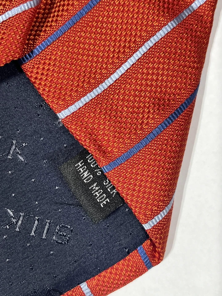 Mens Botany 500 Red Stripe Pattern Slip On Tie With Matching Pocket Square NEW - Image 3 of 4