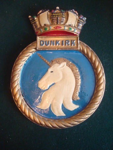 royal navy plaster cast ships crest 23cm hms dunkirk