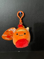Squishmallow 3.5" Ernest Orange Monster ClipOn w/beaded "I   SQUISH" Charm  Acc