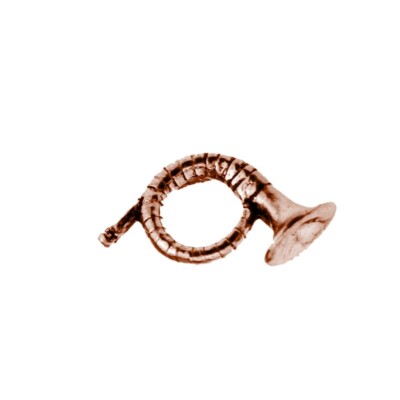 C22 Hunting Horn Copper colour On A Pin Badge Fine English Pewter lapel