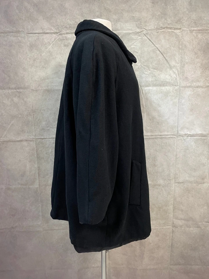 Abrigo para mujer Fitting Image negro 100 % lana pura doble botonadura Foto 4 de 4