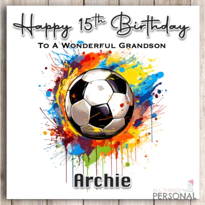 Personalised Football Birthday Card Boys Mens Son Grandson Nephew Any Age
