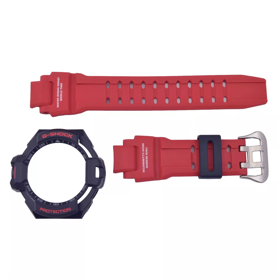 Casio G-Shock GA-1000-4B Red Watch Band & Black Bezel Top & Bottom Rubber Set - Image 3 of 4