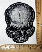 Skull Motorcycle Iron On Patch Biker 4  x 3  