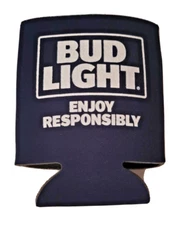 BUD LIGHT Can/Bottle Beer Koozie Coozie Coolie Foldable Neoprene - Set of 3