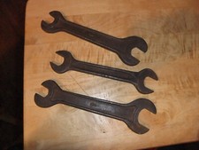 3 Antique Automobile Box Wrenches USMC INDESTRO MADE IN USA 7/8" & 1" 10" LONG