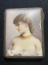 ART DECO STYLE  VINTAGE 900 STERLING SILVER  COMPACT IMAGE OF WOMAN 5.29 OZ