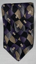 Honors Neck Tie Mens Purple, Black, Gray Geometric 100% Silk Made In USA