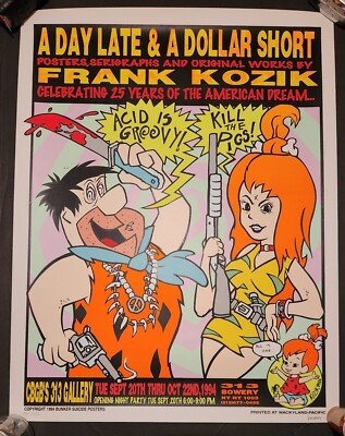Frank Kozik Acid is Groovy! Kill the Pigs! Fred Flinstone 94' AP