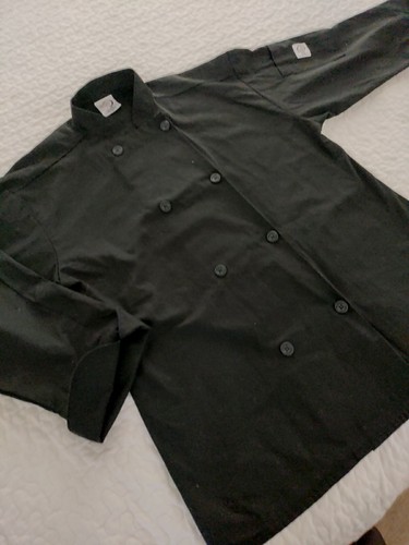 UNISEX MERCER CULINARY Black Chef Jacket Coat Med, RN# 142955 pocket on sleeve