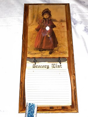 vtg willimantic thread grocery list wall decor