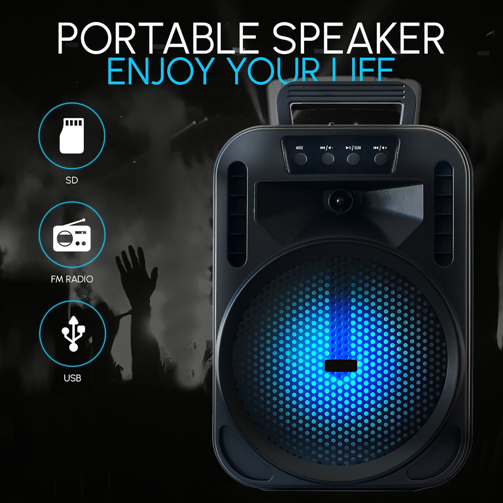 Portable 4000W Bluetooth Speaker Sub Woofer Heavy Bass Stereo Sound System Party