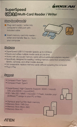 IOGEAR - GFR381 - USB 3.0 Multi-Card Reader / Writer for HD Data Transfer - Picture 2 of 4