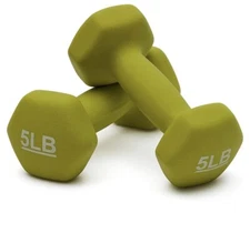 Weights, Set Of Two Green 5 Pound Weights, Non Slip Grip, Promotes Comfortable