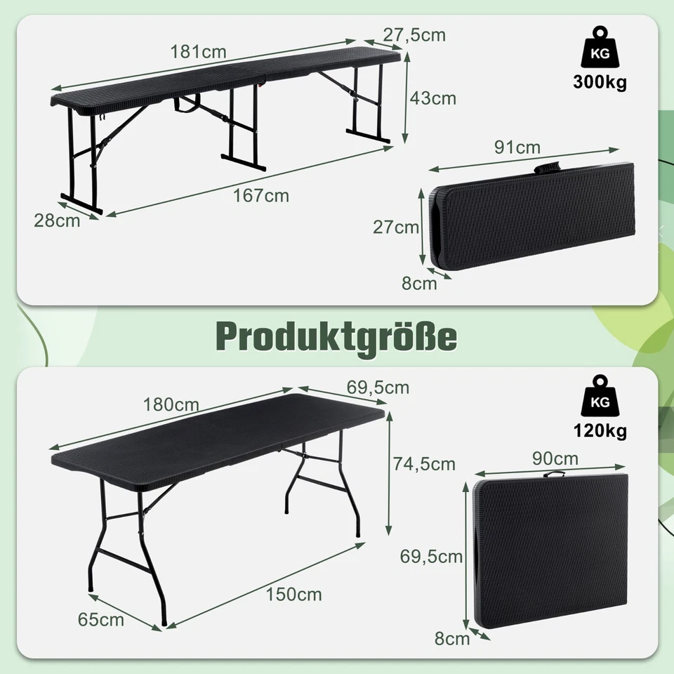 Bierzeltgarnitur Biertischgarnitur Klappbar Festzeltgarnitur Gartentisch 3-tlgs - Bild 2 von 4
