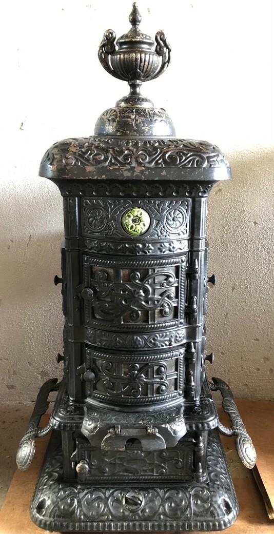 Antique Iron Stove, Black, Victorian Era, Circa 1890