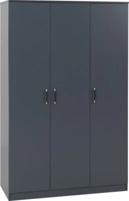 SECONIQUE DAKOTA DARK GREY 3 DOOR WARDROBE