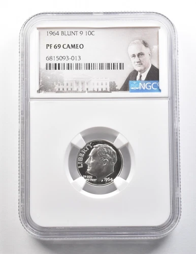 1964 Roosevelt Dime Blunt 9 PF69 Cameo NGC *9503