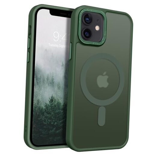 Mini Funda Magnética para iPhone 12, Funda Teléfono iPhone 12 Mini Verde Oscuro