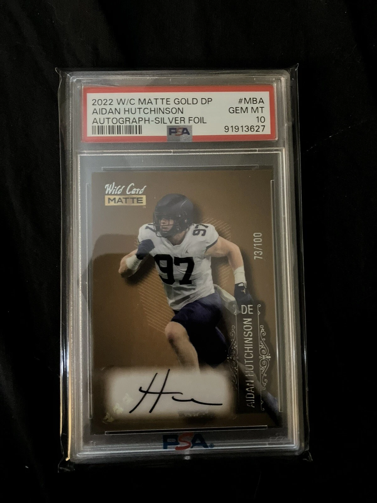 Aidan Hutchinson Wild Card Matte Gold Draft Pick Autographs #MBA Silver Foil