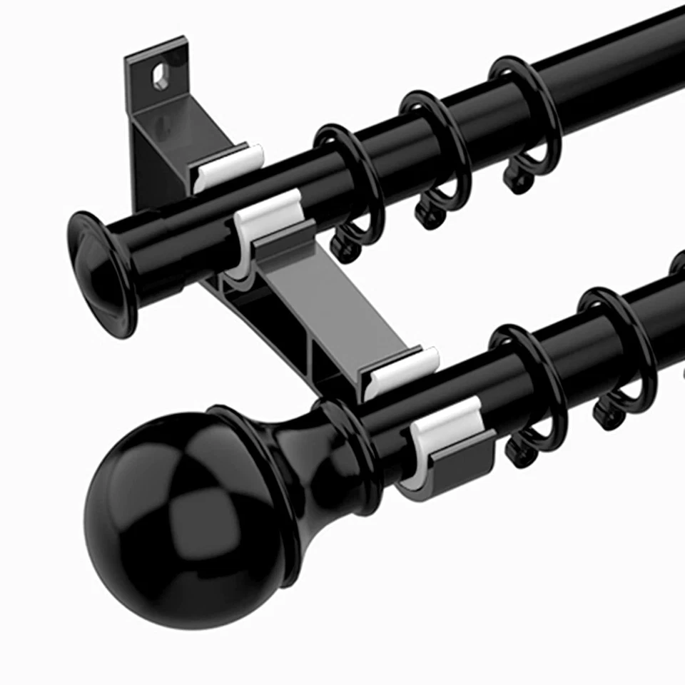 Supports Tringle à Rideaux Réglables en Aluminium - Lot de 2 Noir - Photo 4/4