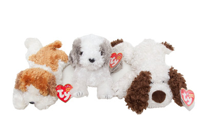 Vintage Ty Beanie Babies Plush Dog Lot - Sampson The Dog, Herder The Dog, Spuds 