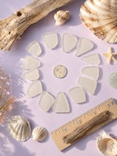 GENUINE PURE BEACH SEA GLASS SURF TUMBLED WHITE SNOW FROSTED PENDANTS JEWELRY