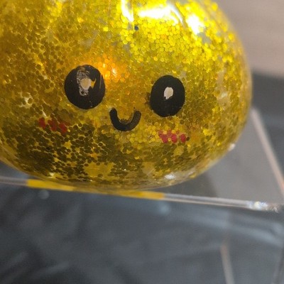 Gold Gel Glitter Smiley Face Squishy Squeeze Ball Stress Reliever Toy