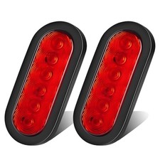 2PCS 6 Inch Oval Red LED Trailer Tail Lights Super Bright 6'' Red Red 2pcs