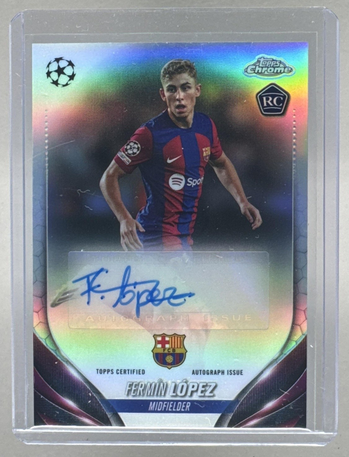 Fermin Lopez 2023 Topps Chrome UEFA #CA-FL Auto Rookie RC