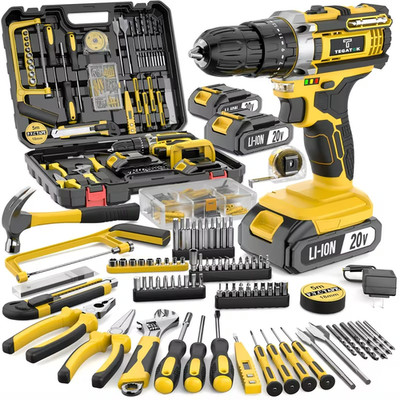 TEGATOK 20V Cordless Drill Set 148Pc Tool Kit Rechargeable Battery Hand Tools
