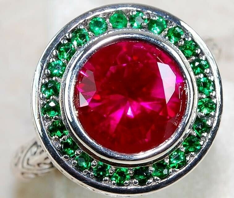 3CT Heat Treated Rubellite Tourmaline 925 Sterling Silver Ring Jewelry Sz 8 F3-8