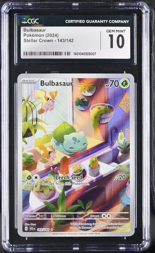 CGC 10 Bulbasaur 143/142 Pokemon Stellar Crown Illustration Rare Scarlet Violet