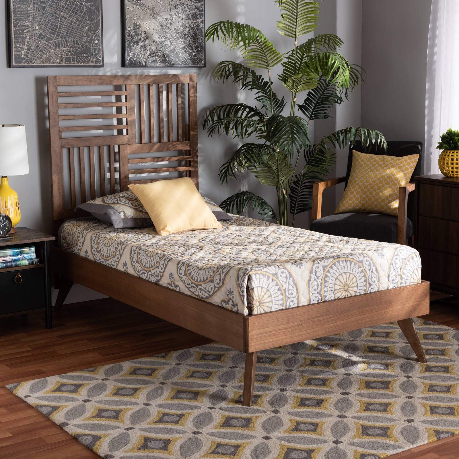 Baxton Studio Gemma Walnut Brown Twin Size Platform Bed
