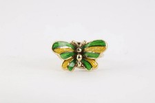 14k Yellow Gold Blue  Green Enamel Butterfly Ring Size 5 4.00g. 