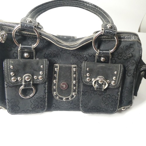 Kathy Van Zeeland Purse Black Handbag Silver Hardware Bag - Picture 12 of 14