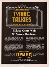 Tymac Talkies Vintage 1980s Magazine Ad Commodore Atari Gaming Black Yellow