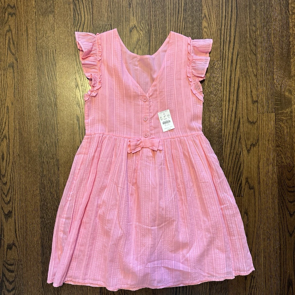 NUEVO CON ETIQUETAS J. Vestido Crewcuts Niñas Manga Volantes Lazo Espalda Rosa 12 Foto 4 de 4