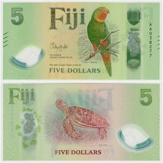 FIJI 5 Dollars 2025 2026 s/n AA038277 Polymer XF (see scan)