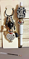 HAND MADE BEAD PEN AND BEAD KEY CHAIN INK REFILL- cat