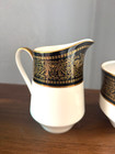 set of MIKASA Bone China Mount Holyoke  Lidded Sugar Bowl & Creamer  Black/Gold — photo 4