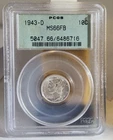 1943-D Mercury Dime GRADED PCGS- MS66 FB SWEET SILVER COIN NO RESERVE.