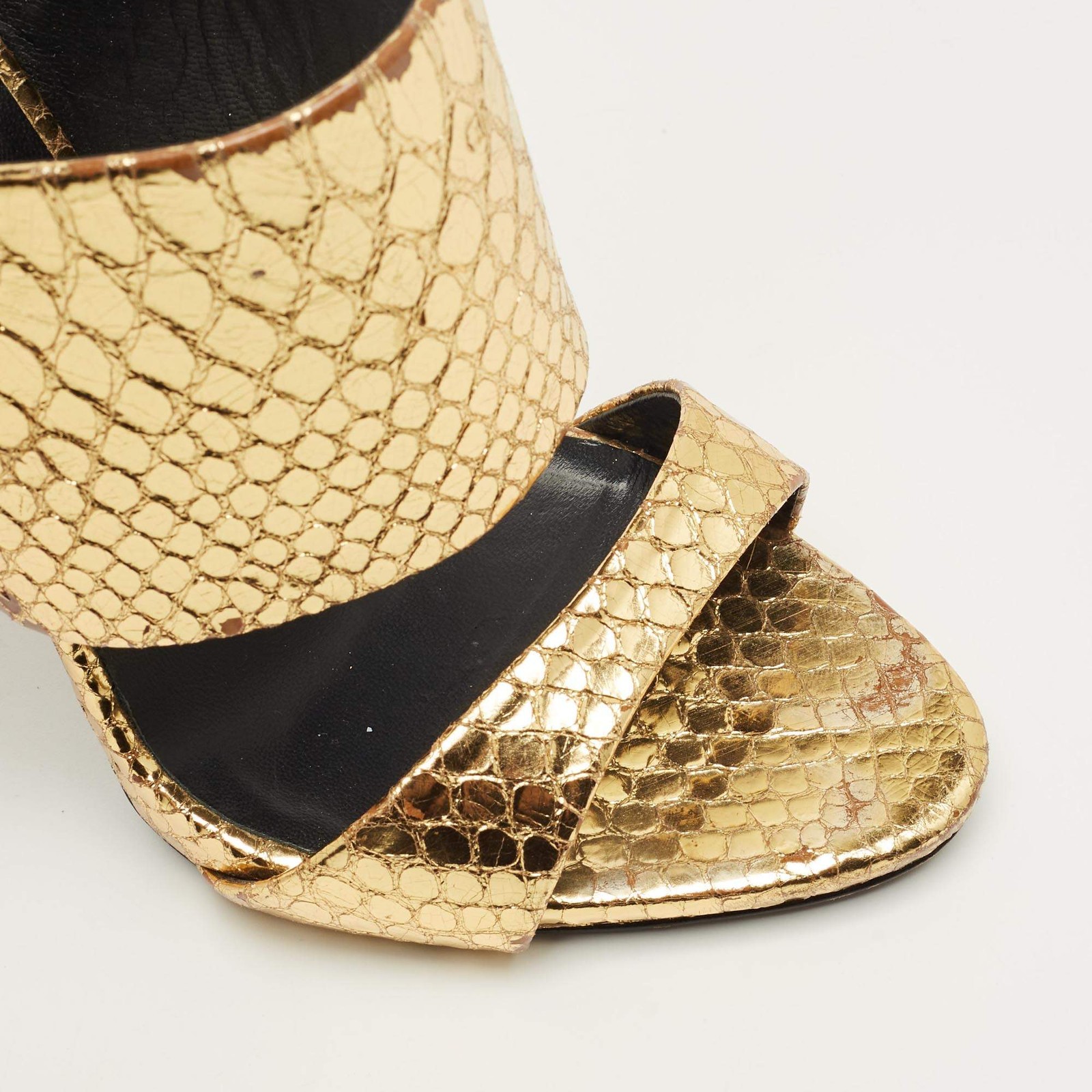 Giuseppe Zanotti Gold Python Embossed Leather And… - image 7
