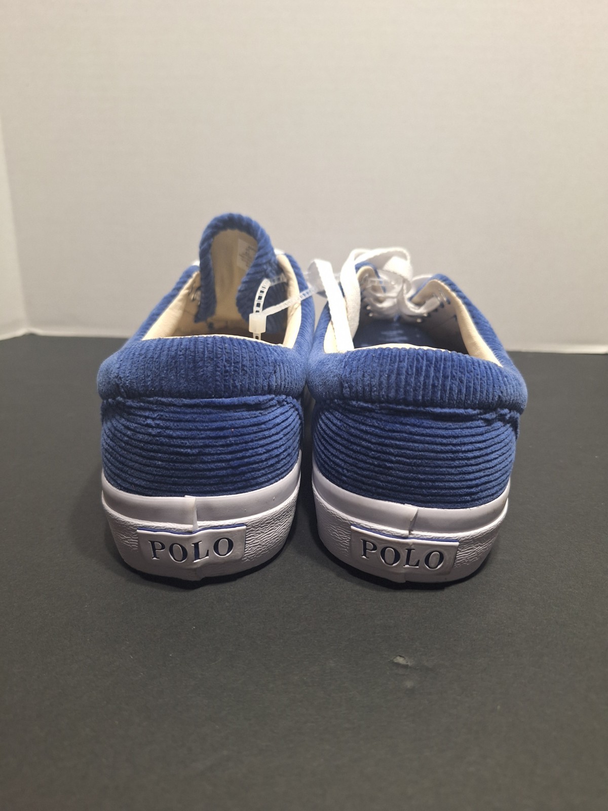 Polo Ralph Lauren Keaton Pony Uomo Taglia 8.5 Velluto a coste Sneaker Blu Bianco Scarpe