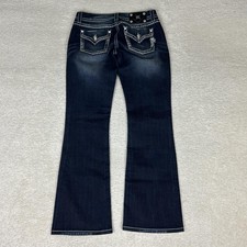 Miss Me Jeans Womens 28x31 Blue Easy Boot Bootcut Bling Flap Pocket Y2K JE8035ER