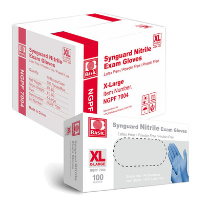 Basic Medical Blue Nitrile Exam Gloves - Latex-Free & Powder-Free - NGPF 7004 (C