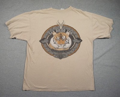 Vintage San Diego Zoo Shirt Mens XLarge Beige Tiger Animal Nature Tee Y2K Adult