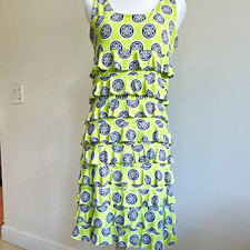 Blue Sky Green White Blue Geometric Scoop Neck Sleeveless Shift Dress SX